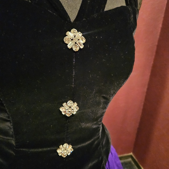 Jessica McClintock Vintage Purple Silk and Velvet Gown‎ size 4 - Picture 3 of 7